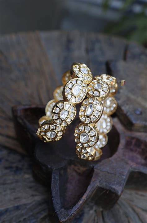 Ferhana Gold Plated Polki Bangles - Set of 2 – Paisley Pop Shop