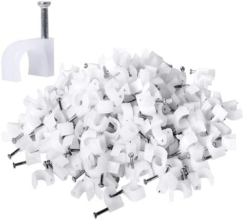 Round Cable Wire Clips Assortment 4mm - White, Pack of 100, Cable Nail ...