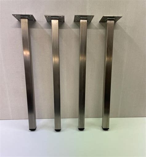 Stainless Steel Table Legs. Metal Table Legs. Set of 4. ADJ Feet, Table ...