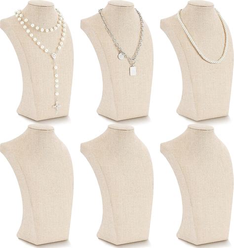 Amazon.com: Kigley 6 Pcs Linen Necklace Display Bust Jewelry Holder ...