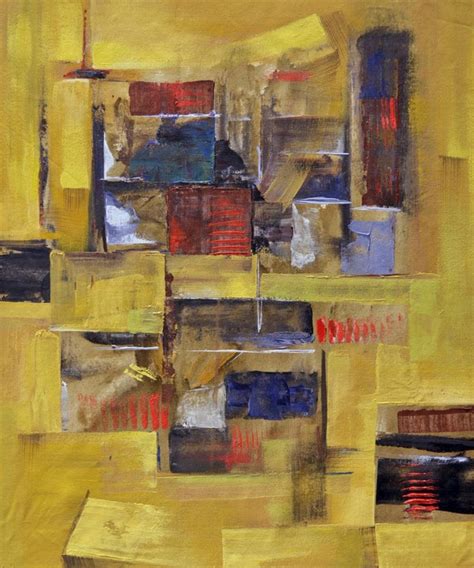 "Painting 14": Yellow Acrylic Painting by Tejas Danej | ArtZolo.com