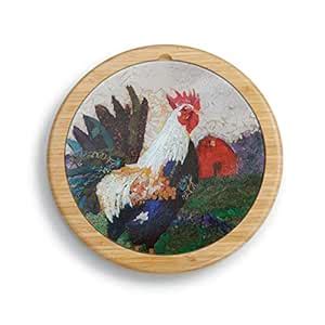 Demdaco Rooster Glass Cutting Board and Lazy Susan Set, 2 Piece ...