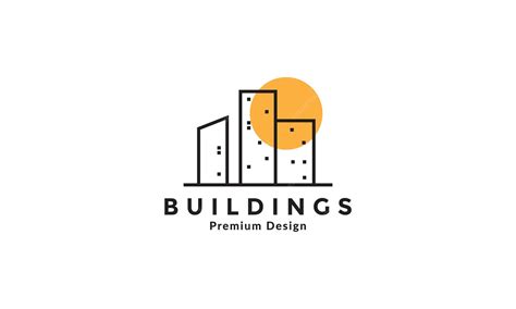 Lines high building or company with sunset logo vector symbol icon ...