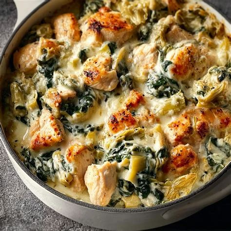 High-Protein Spinach And Artichoke Chicken Casserole