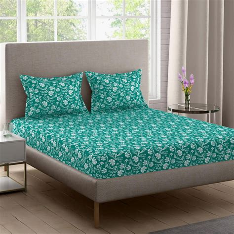 Buy BICHAUNA Sapphire Cotton 104TC Printed 3Pcs Queen Bedsheet Set from ...