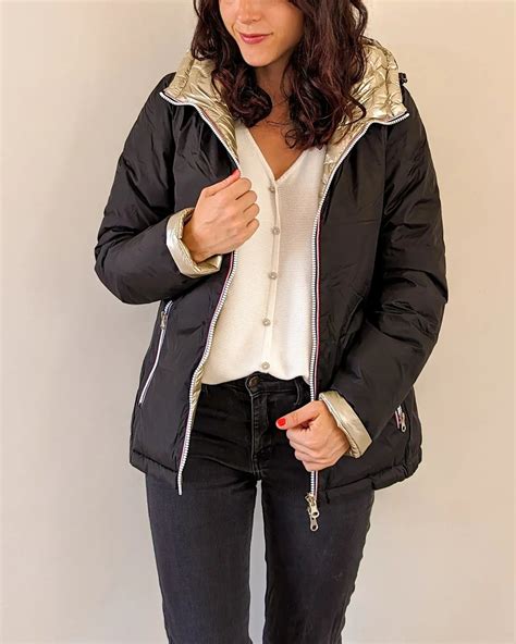 Doudoune réversible imperméable Laura Jo noire/dorée - Amélia courte – Garochic