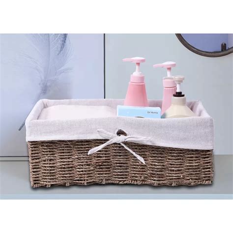 Buy Vintiquewise Large Seagrass Shelf Storage Basket with White Lining ...