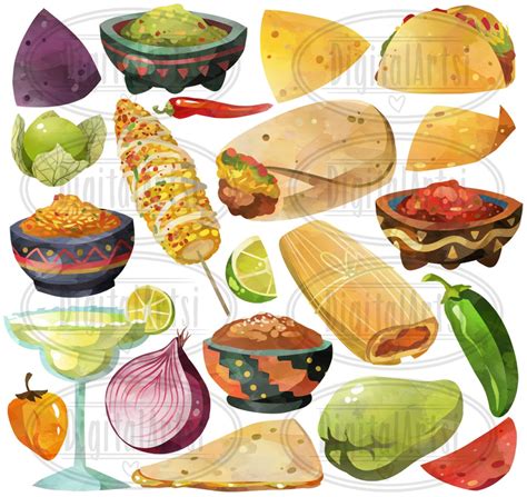 Watercolor Mexican Food Clipart - MasterBundles