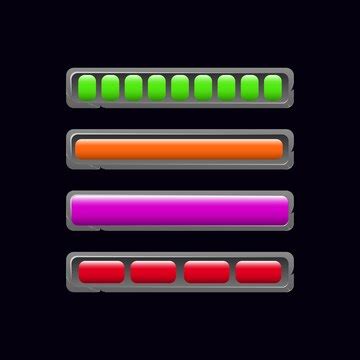 Set of gui stone loading bar in various colors and style | Premium Vector