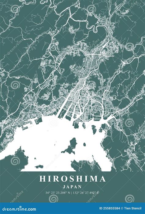 Hiroshima - Japan Marina Plane Map Stock Illustration - Illustration of ...