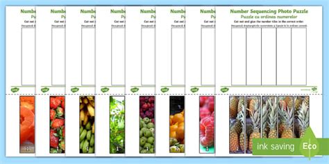 Fruit-Themed Number Sequencing Puzzle English/Romanian - Fruit Themed ...
