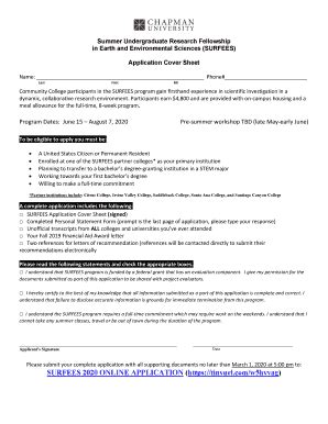 Fillable Online Summer Undergraduate Research Fellowship in Earth and ...