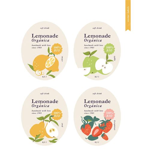 illustration set template labels for packaging lemonade. different ...
