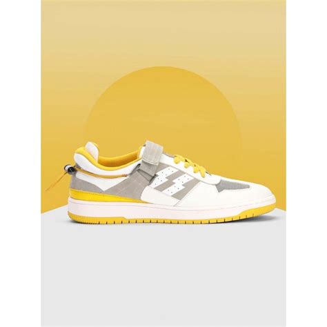 Buy Bewakoof Men's White & Yellow Lemonade Color Block Low Top Sneakers ...