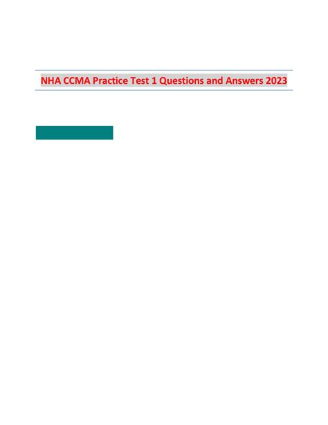 NHA CCMA Practice Test 1 Questions and Answers 2023 | Exams Nursing ...