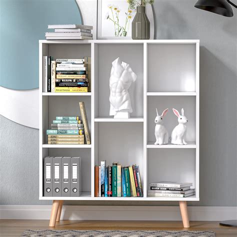Cozy Castle White Small Bookshelf: Wood 8 Cube Storage Organizer India ...