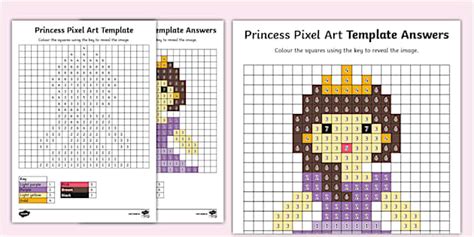 Princess Pixel Art Template - Twinkl Arts