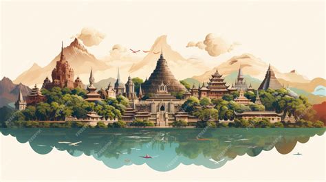 Premium AI Image | an artistic illustration of iconic Indonesian landmarks