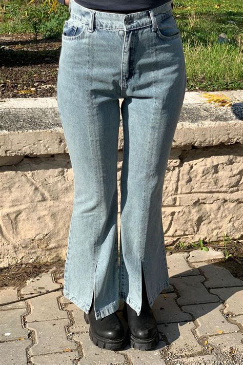 Mavi Önden Yırtmaçlı İspanyol Paça Denim Pantolon | Moda Rosa