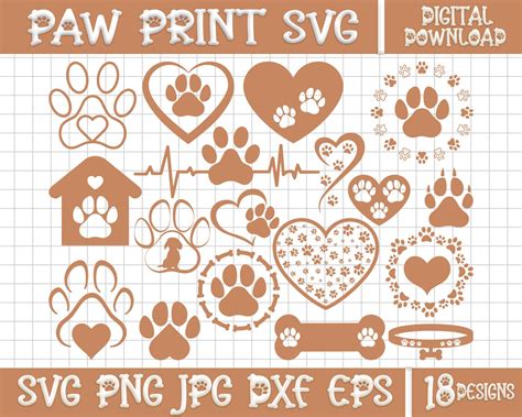 Paw Print SVG, Paw Print Svg Bundle, Paw Heart Svg, Dog Paw Svg, Dog ...