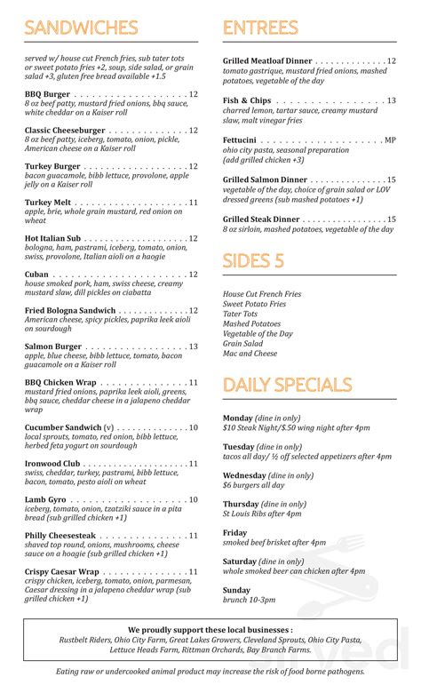 Ironwood Cafe Westlake menus in Westlake, Ohio, United States