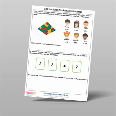 Image result for Orking Maths Example of Adding 2 Four Digits with Two Exchange