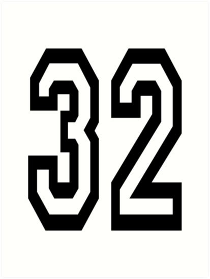 "32, TEAM SPORTS, NUMBER 32, THIRTY TWO, Thirty second, Competition." Art Print by TOMSREDBUBBLE ...