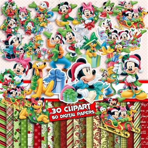 Christmas Mickey Clipart, Kids Holiday PNG, Minnie Christmas Clip Art ...