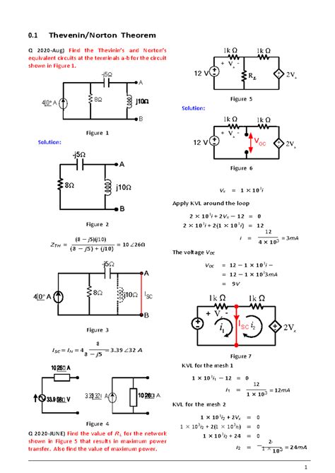 Thevenin Theorem Practice Material - Circuit Analysis (Course Code: 0.1 ...