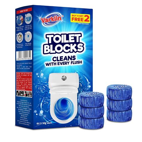 Varklin Blue Toilet Cleaner Blocks – (Buy 4 Get 2 Free) Pack of 6 ...