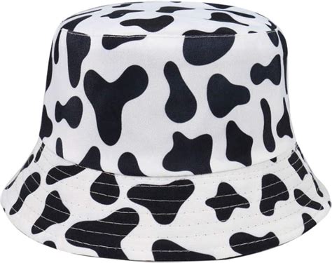 INOGIH Unisex Cow Pattern Print Bucket-Hat Double-Side-Wear Reversible ...