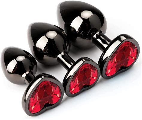 3Pcs Set Luxury Metal Butt Toys Heart Shaped Anal Trainer Jewel Butt ...