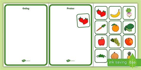 Prutas at Gulay (Sorting Activity) Fruits and Veggies - Preschool - Twinkl