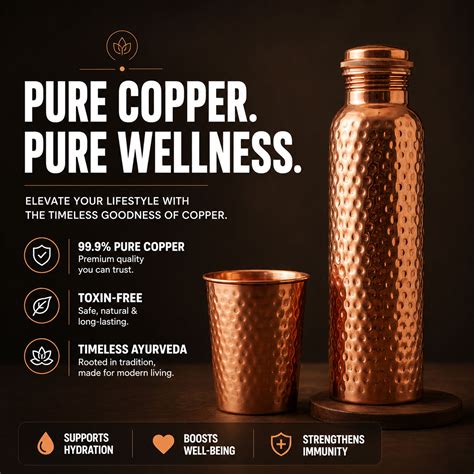 Certified Ayurveda® Pure Copper Water Bottles - V2 Hand-Hammered Editi ...