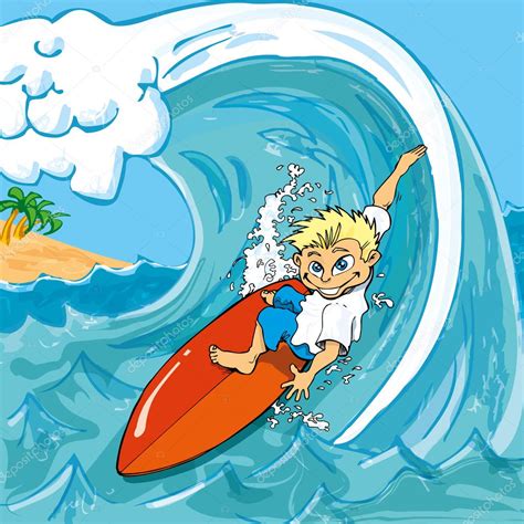 Niño de dibujos animados de surf — Vector de stock © antonbrand #8033204