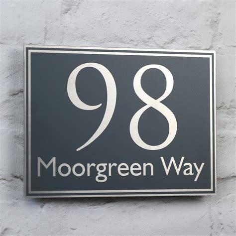 Slate Grey Address Sign, House Number | Metal Aluminium | House Sign ...