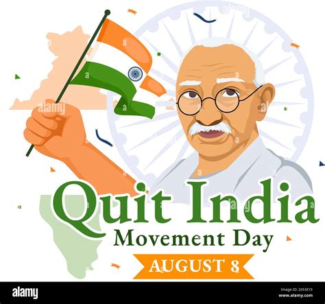 Quit India Movement Day Vector Illustration on 8 August with Indian ...