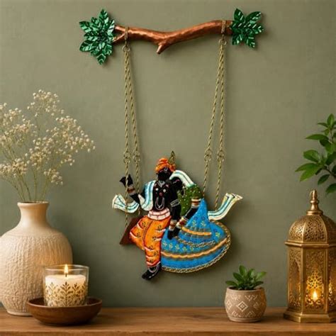 Anshika International Radha Krishna Metal Wall Art Hanging 25 x 11 Inch ...