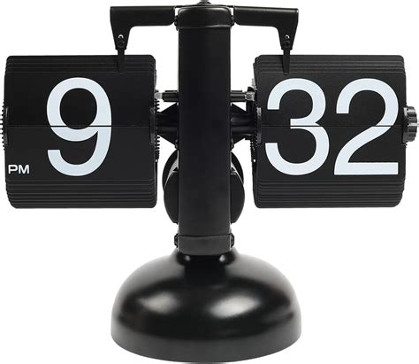 BOUGYR Retro Flip Clock Black Auto Flip Powered Internal Gear Operated ...