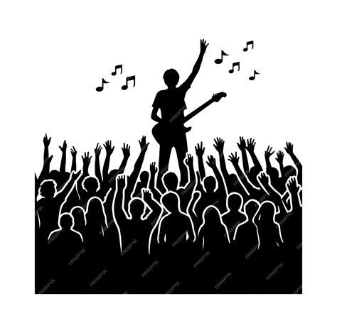 Silhouettes of people raising hands crowd watching music silhouettes ...