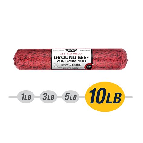 73% Lean / 27% Fat Ground Beef, 10 lb Roll, Fresh, All Natural ...