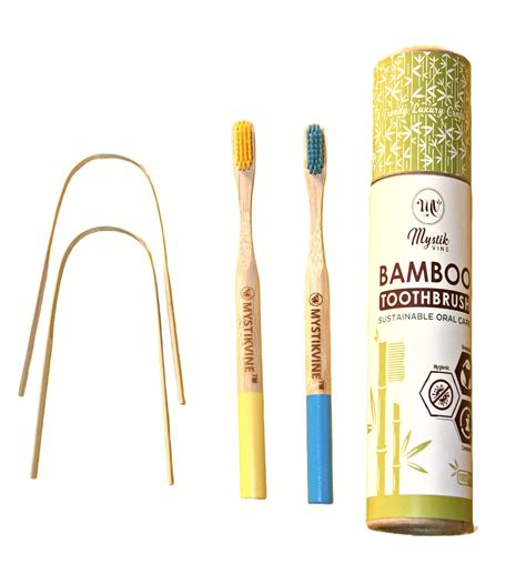 Buy Mystik Vine Bamboo Manual Toothbrush For Adults In Round Colour ...