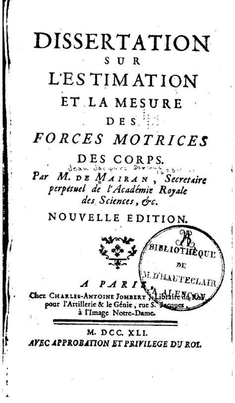 Dissertation sur l'Estimation et le Mesure des Forces Motrices des ...
