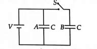 The figure shows two identical parallel plate capacitors connected to a ...