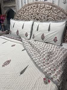 Buy THE DECOR CENTRAL Pure Cotton Handblock Printed Cotton Quilt ...