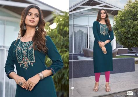 Kalaroop Lily Vol 24 Rayon Embroidery Kurti Collection: Textilecatalog