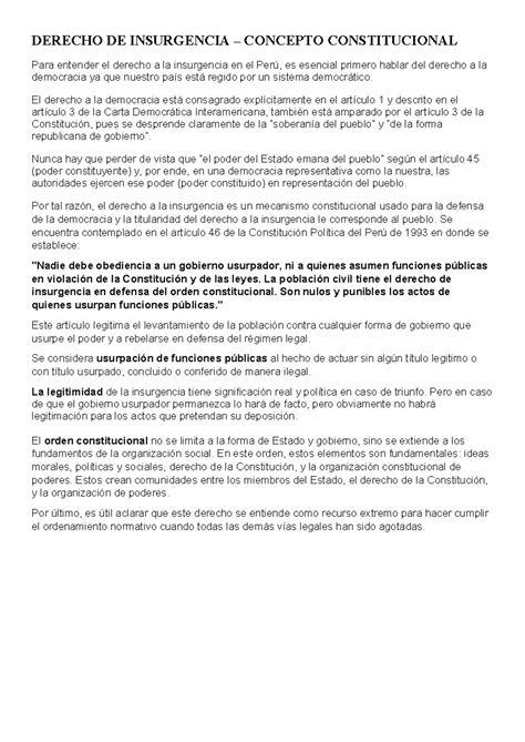 Concepto Constitucional- Derecho DE Insurgencia - DERECHO DE ...
