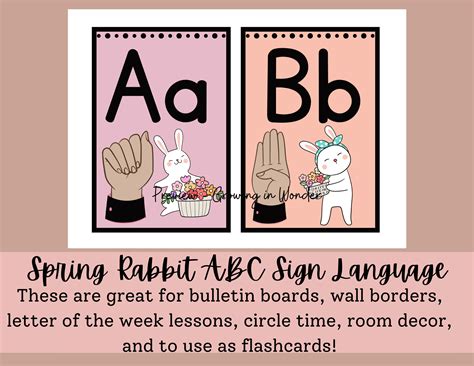 Spring Rabbit Sign Language Alphabet Printable Posters, Flashcards ...
