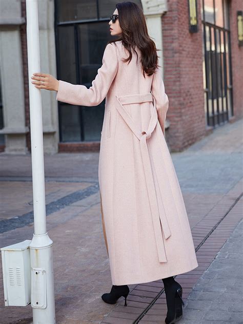 Pink Long Wool Maxi Coat Women Wool Trench Coat Winter - Etsy
