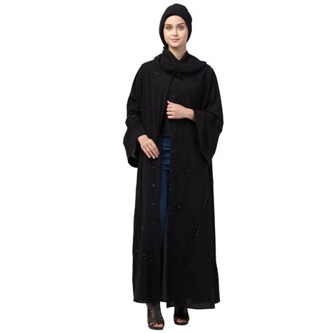 Nazneen all over Star embroidery bell sleeve Abaya